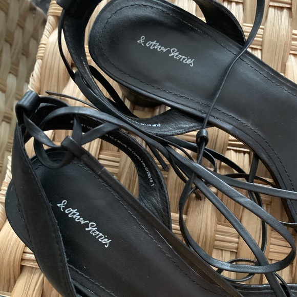 & Other Stories Strappy Round Heel Leather Sandals Size 10 - Picture 2 of 8